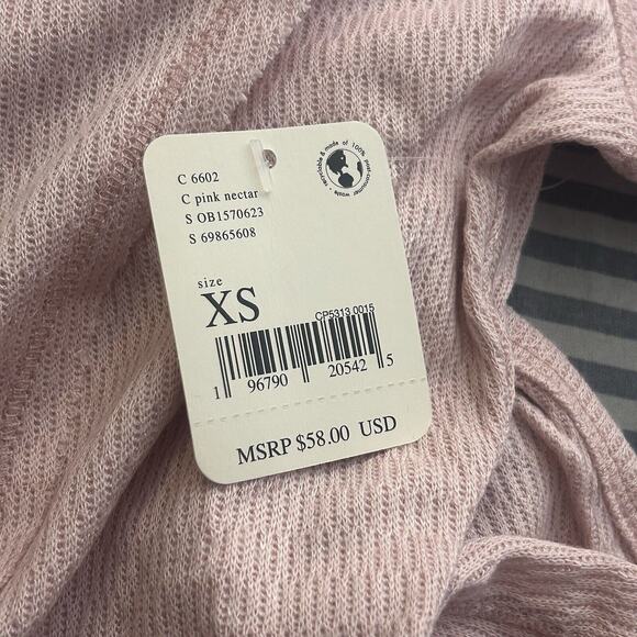 Free People Sloane Bodysuit Henley Knit Long Sleeve Pink Nectar X-Small NEW - Picture 9 of 10